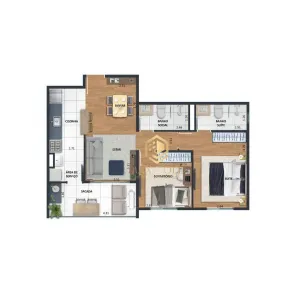 Apartamento com 2 Quartos à venda, 61m² no Jardim das Nações, Taubaté