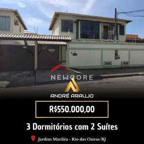 Casa com 3 Quartos à venda, 129m² no Jardim Mariléa, Rio das Ostras