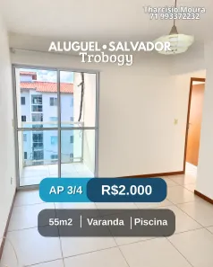 Apartamento com 3 Quartos para alugar, 55m² no Trobogy, Salvador