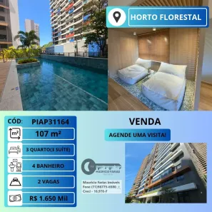 Apartamento com 3 Quartos à venda, 107m² no Horto Florestal, Salvador