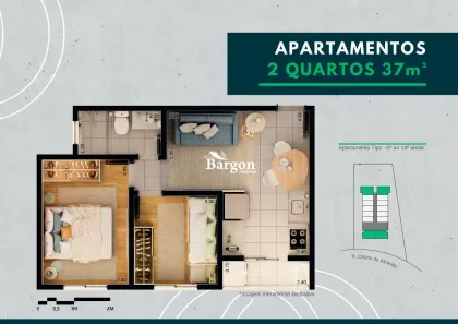 Apartamento com 2 Quartos à venda, 37m² no Poço Rico, Juiz de Fora