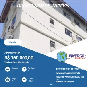 Apartamento com 2 Quartos à venda, 58m² no Venda da Cruz, São Gonçalo