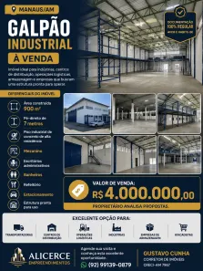 Galpão/Depósito/Armazém à venda, 900m² no Raiz, Manaus