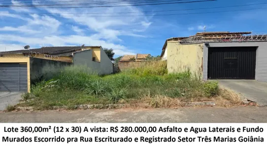 Lote/Terreno à venda, 360m² no Setor Três Marias, Goiânia