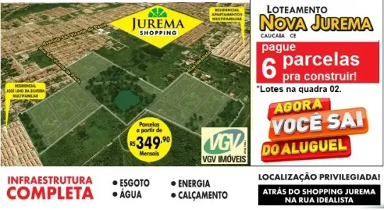 Lote/Terreno à venda, 150m² no Araturi (Jurema), Caucaia