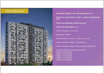 Apartamento com 2 Quartos à venda, 42m² no Jabaquara, Santos