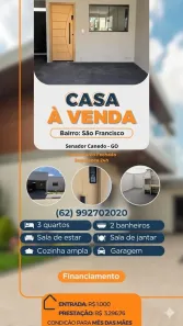 Casa de Condomínio com 3 Quartos à venda, 180m² no São Francisco II, Senador Canedo