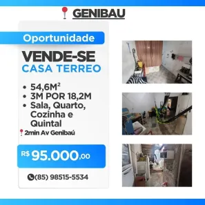 Casa com 1 Quarto à venda, 54m² no Genibaú, Fortaleza