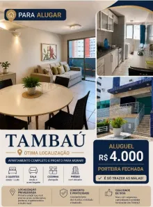 Apartamento com 3 Quartos para alugar, 76m² no Tambaú, João Pessoa
