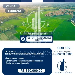 Lote/Terreno à venda, 585m² no Setor Residencial Norte, Sinop