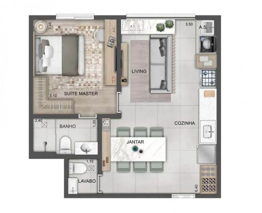 BLUE HOME RESORT JOCKEY - APARTAMENTOS no Ferreira, São Paulo