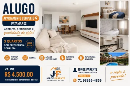 Apartamento com 3 Quartos para alugar, 83m² no Pituaçu, Salvador