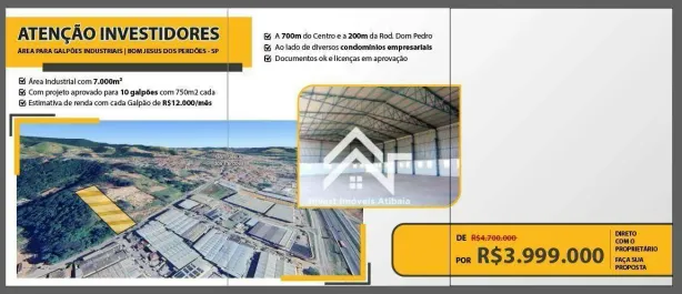 Lote/Terreno à venda, 7007m² no Vila Sao Jose, Bom Jesus dos Perdões