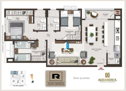 Apartamento com 3 Quartos à venda, 91m² no Pedra Branca, Palhoça