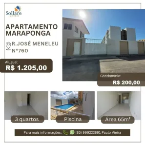 Apartamento com 3 Quartos para alugar, 60m² no Itaperi, Fortaleza
