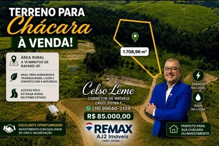 Lote/Terreno à venda, 1708m² no Área Rural de Rafard, Rafard