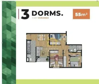 Apartamento com 3 Quartos à venda, 55m² no Caucaia do Alto, Cotia