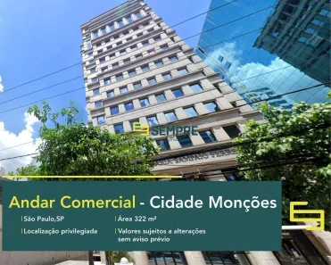 Sala Comercial para alugar, 322m² no Cidade Monções, São Paulo