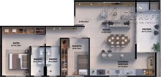 Apartamento com 2 Quartos à venda, 97m² no Pedra Branca, Palhoça