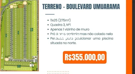 Lote/Terreno à venda, 275m² no Grand Ville, Uberlândia