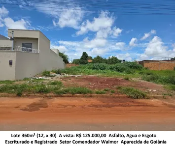 Lote/Terreno à venda, 360m² no Setor Comendador Walmor, Aparecida de Goiânia