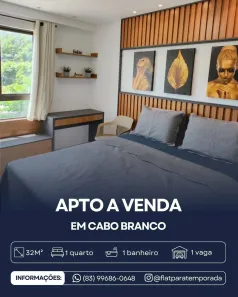 Apartamento com 1 Quarto à venda, 32m² no Cabo Branco, João Pessoa