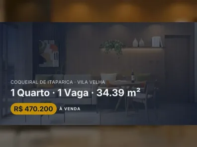 Apartamento com 1 Quarto à venda, 34m² no Coqueiral de Itaparica, Vila Velha