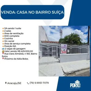 Casa com 3 Quartos à venda, 196m² no Suíça, Aracaju