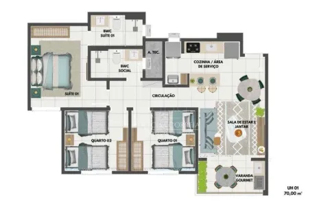Apartamento com 3 Quartos à venda, 70m² no Nova Parnamirim, Parnamirim