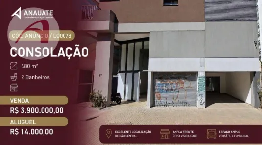 Ponto Comercial para venda ou aluguel, 348m² no Consolação, São Paulo