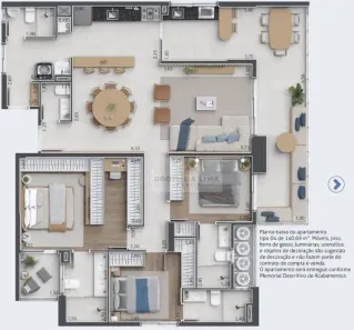 Apartamento com 3 Quartos à venda, 140m² no Loteamento Residencial e Comercial Bosque Flamboyant, Taubaté