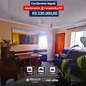 Apartamento com 2 Quartos à venda, 52m² no Alto de Santa Lúcia, Carapicuíba