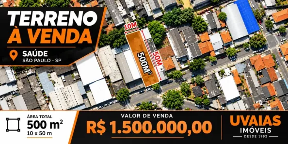 Lote/Terreno à venda, 500m² no Vila da Saúde, São Paulo