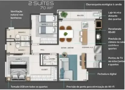 Apartamento com 2 Quartos à venda, 67m² no Setor Pedro Ludovico, Goiânia