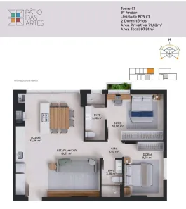 Apartamento com 2 Quartos à venda, 72m² no Pedra Branca, Palhoça