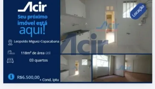 Apartamento com 3 Quartos para venda ou aluguel, 117m² no Copacabana, Rio de Janeiro