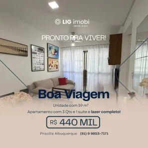 Apartamento com 3 Quartos à venda, 59m² no Boa Viagem, Recife