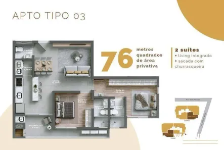 Apartamento com 2 Quartos à venda, 77m² no Velha, Blumenau