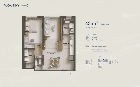 Apartamento com 1 Quarto à venda, 63m² no Campinas, São José