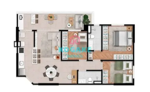 Apartamento com 3 Quartos à venda, 92m² no Condomínio Royal Park, São José dos Campos