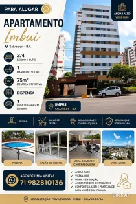 Apartamento com 3 Quartos para alugar, 75m² no Imbuí, Salvador
