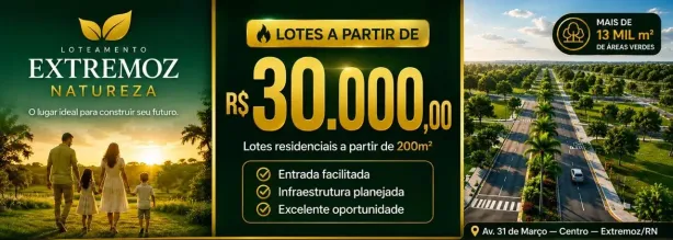 Lote/Terreno à venda, 200m² no Centro, Extremoz