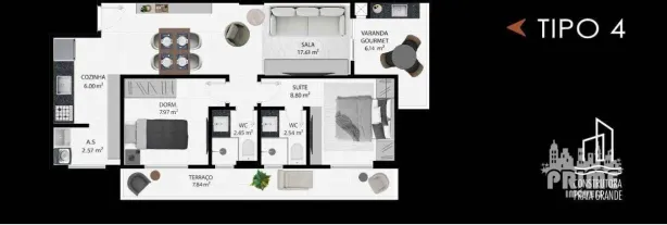 Apartamento com 2 Quartos à venda, 70m² no Guilhermina, Praia Grande