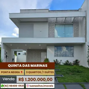 Casa de Condomínio com 3 Quartos à venda, 210m² no Ponta Negra, Manaus