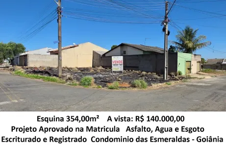Lote/Terreno à venda, 354m² no Condomínio das Esmeraldas, Goiânia