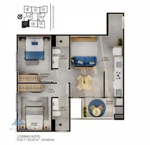 Apartamento com 2 Quartos à venda, 63m² no Saco Grande, Florianópolis