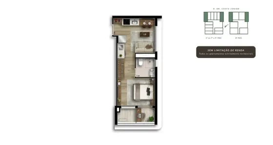Apartamento com 1 Quarto à venda, 35m² no Água Branca, São Paulo