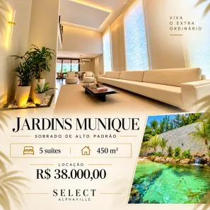 Casa de Condomínio com 5 Quartos para alugar, 450m² no Jardins Munique, Goiânia
