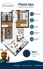 Apartamento com 2 Quartos à venda, 50m² no Parque Industrial Daci, Taboão da Serra