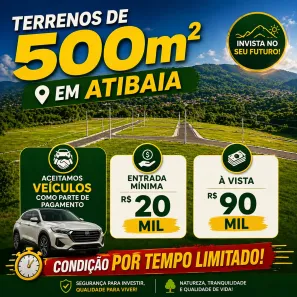 Lote/Terreno à venda, 500m² no Jardim Brasil, Atibaia